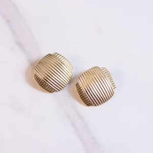 Vintage Crown Trifari 1980s Funky Gold Geometric Statement Earrings