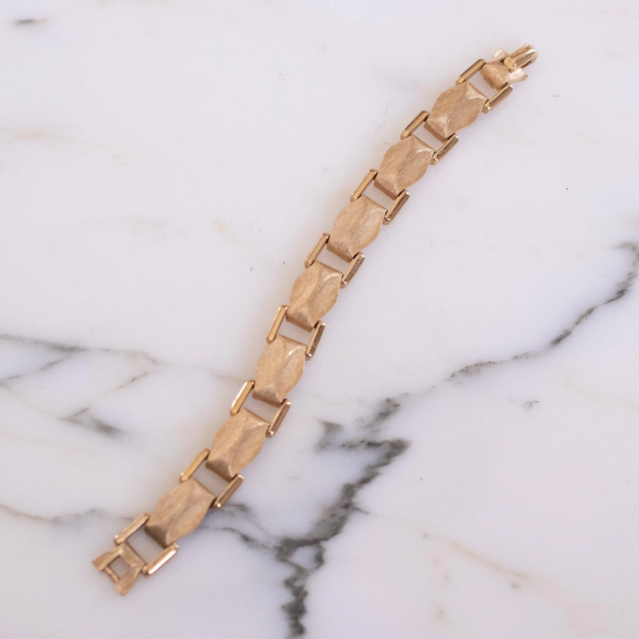 Vintage Crown Trifari Brushed Gold Link Bracelet