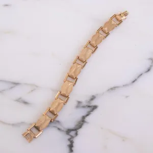 Vintage Crown Trifari Brushed Gold Link Bracelet