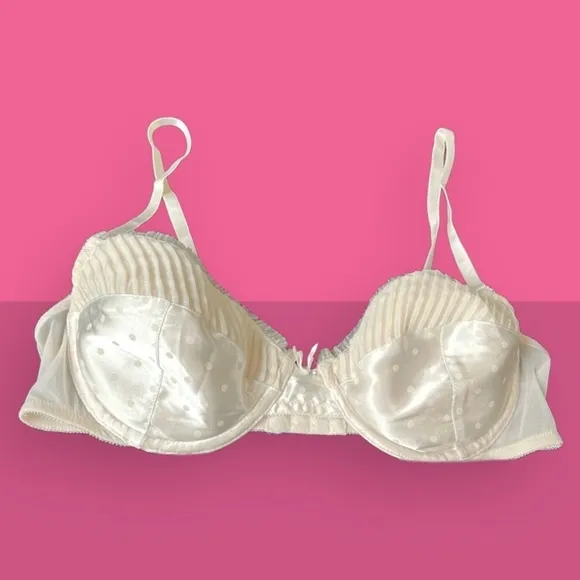 Vintage Fredericks of Hollywood 34C/36C satin bra striped vtg lingerie