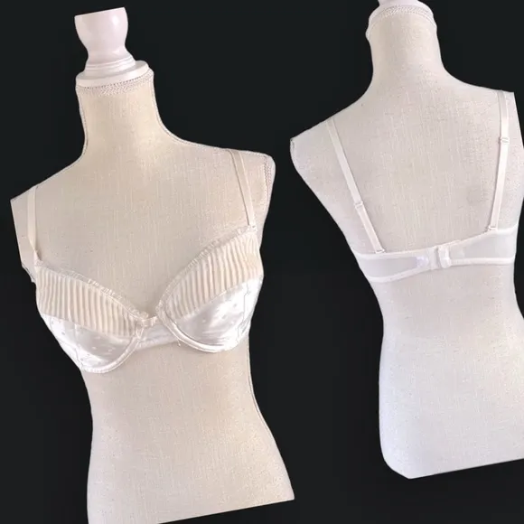 Vintage Fredericks of Hollywood 34C/36C satin bra striped vtg lingerie