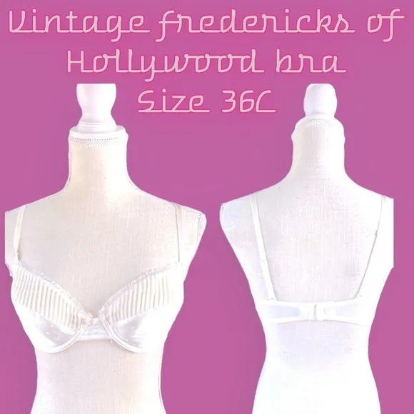 Vintage Fredericks of Hollywood 34C/36C satin bra striped vtg lingerie