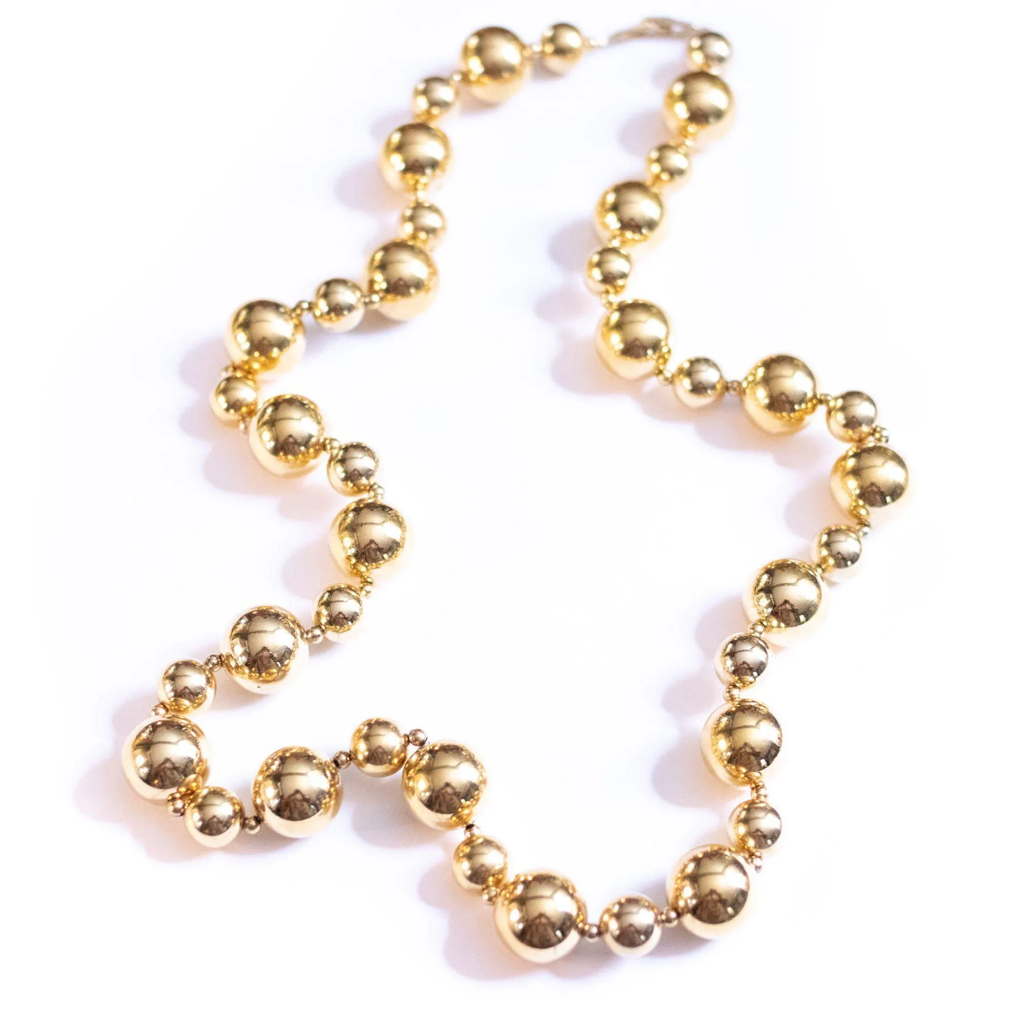 Vintage Long Gold Chunky Bead Necklace