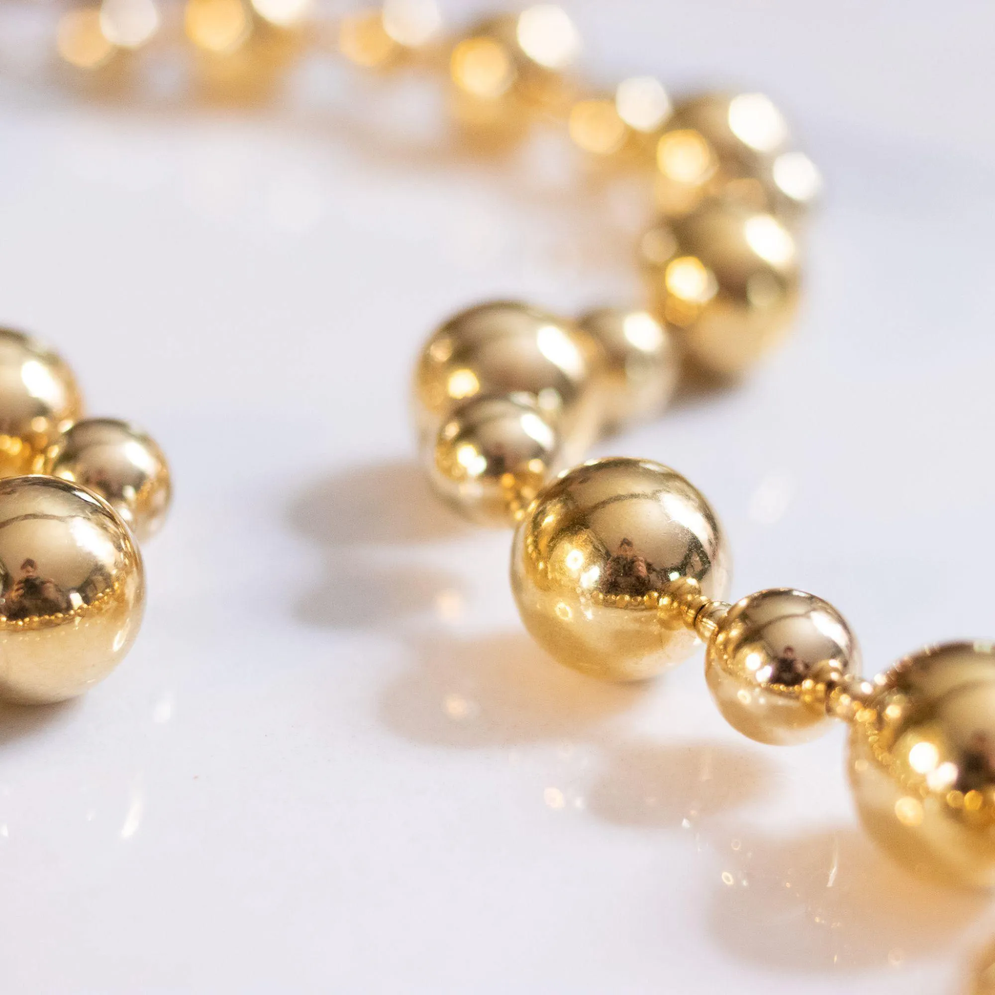 Vintage Long Gold Chunky Bead Necklace