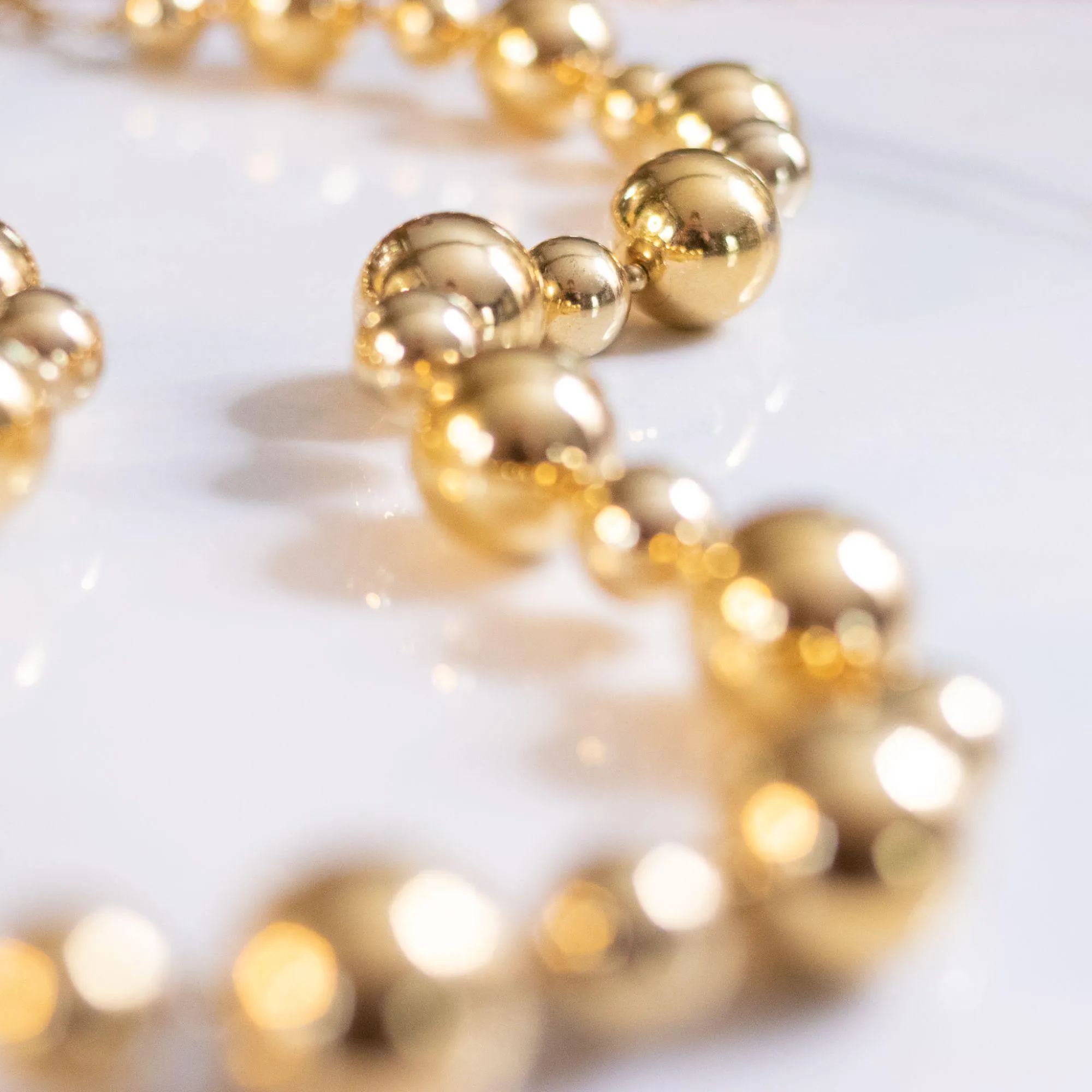 Vintage Long Gold Chunky Bead Necklace