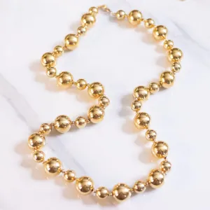 Vintage Long Gold Chunky Bead Necklace