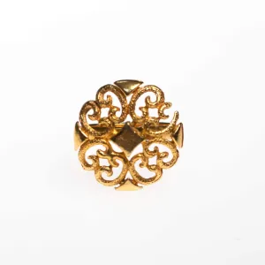 Vintage Mid Century Modern Gold Scroll Ring