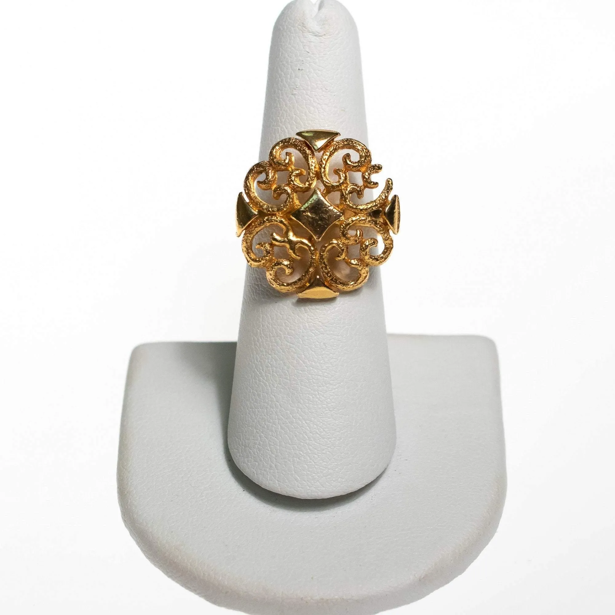 Vintage Mid Century Modern Gold Scroll Ring