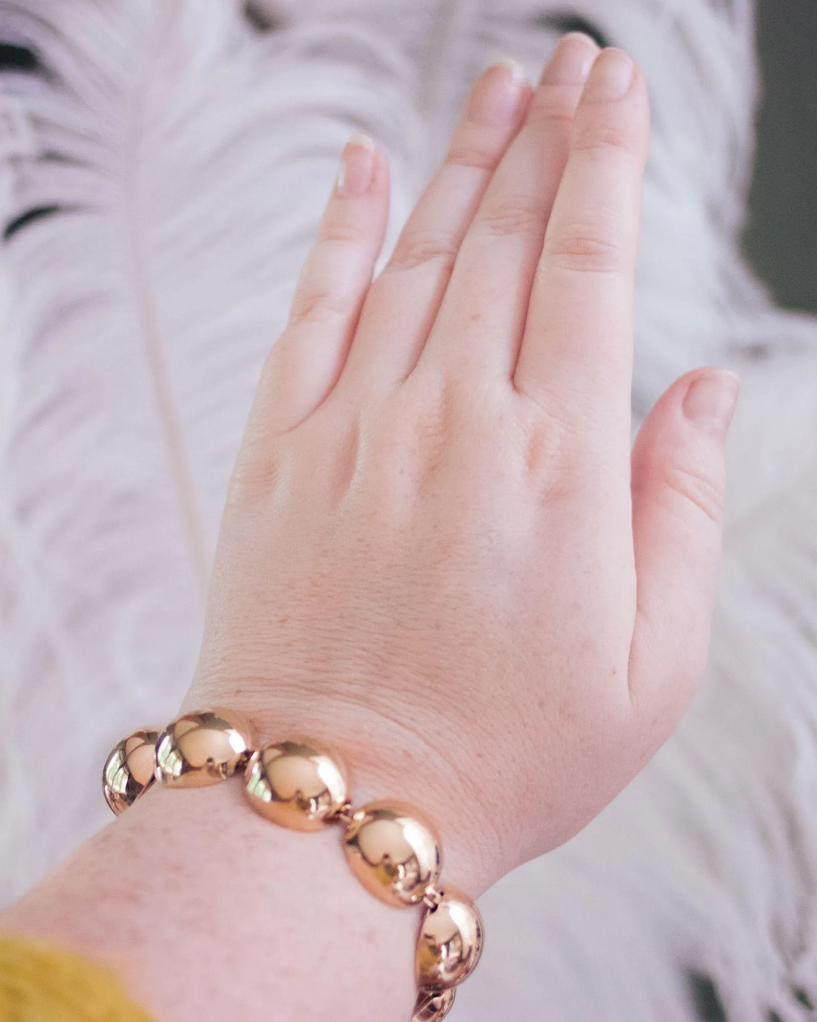 Vintage Monet  Flat Bead Chunky Gold Bracelet