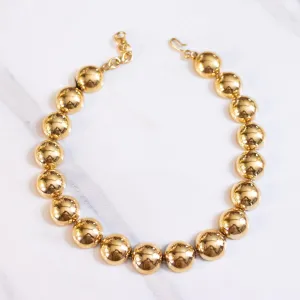 Vintage Monet  Flat Bead Chunky Gold Bracelet