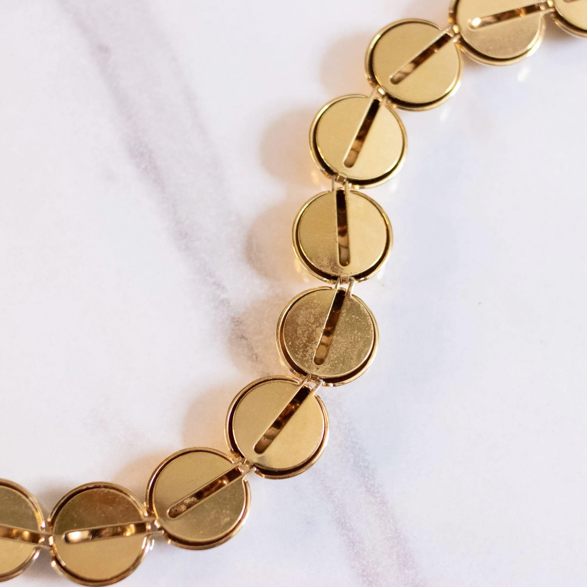 Vintage Monet  Flat Bead Chunky Gold Bracelet