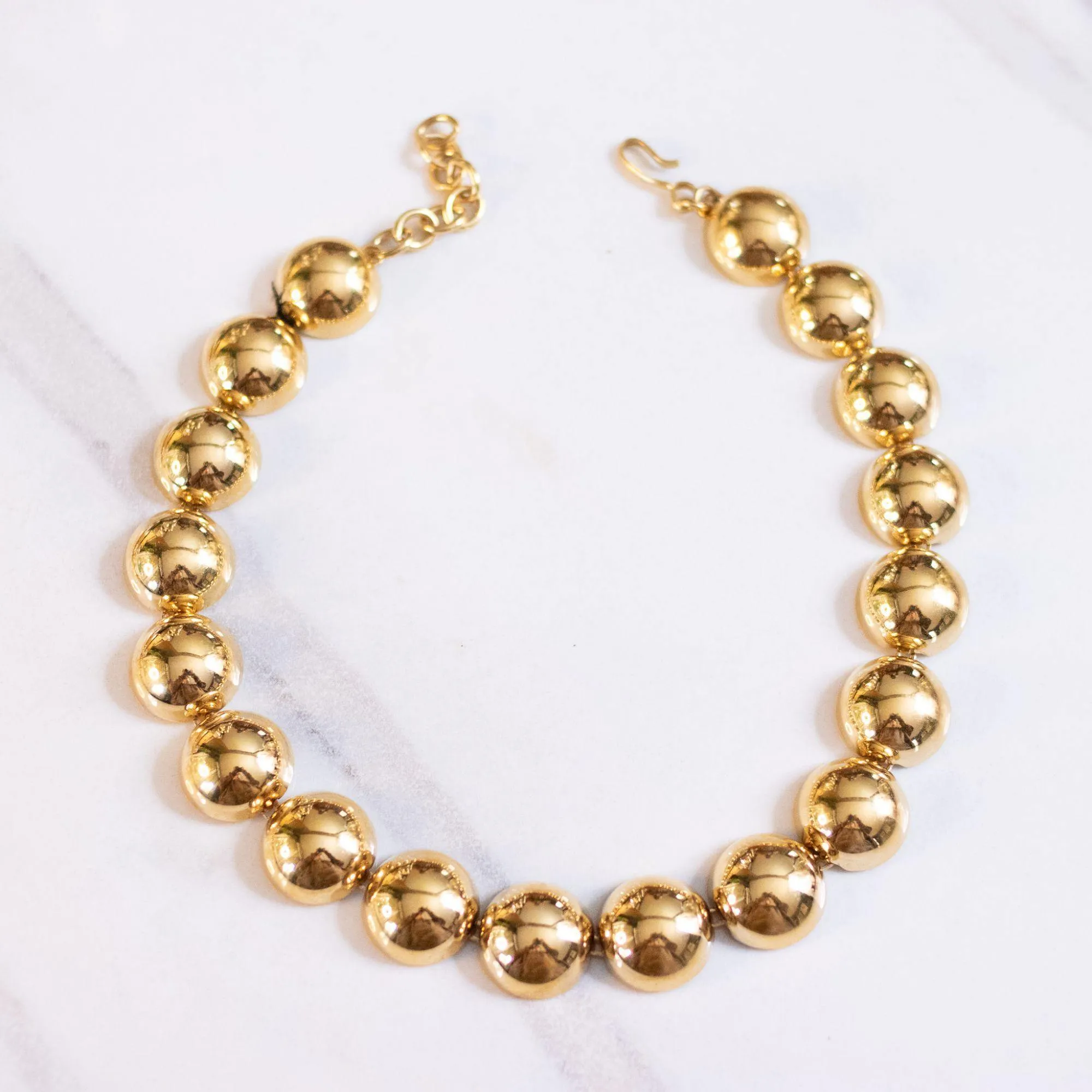Vintage Monet  Flat Bead Chunky Gold Bracelet