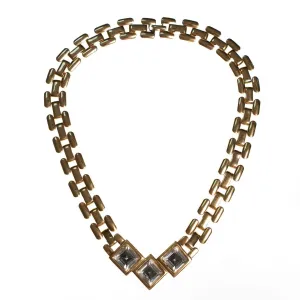 Vintage Napier Chunky Gold Chain Necklace with Headlight Rhinestones