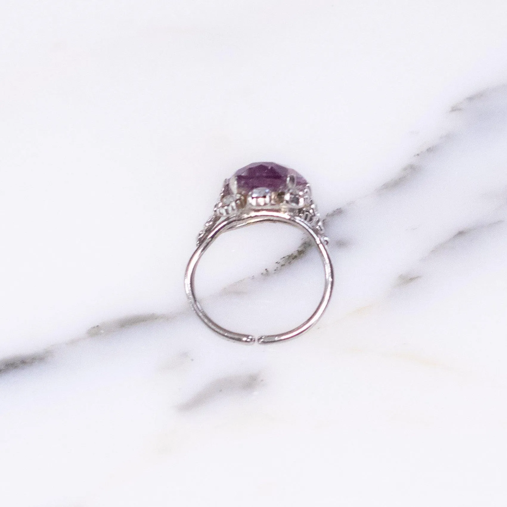 Vintage Purple Crystal Cocktail Statement Ring