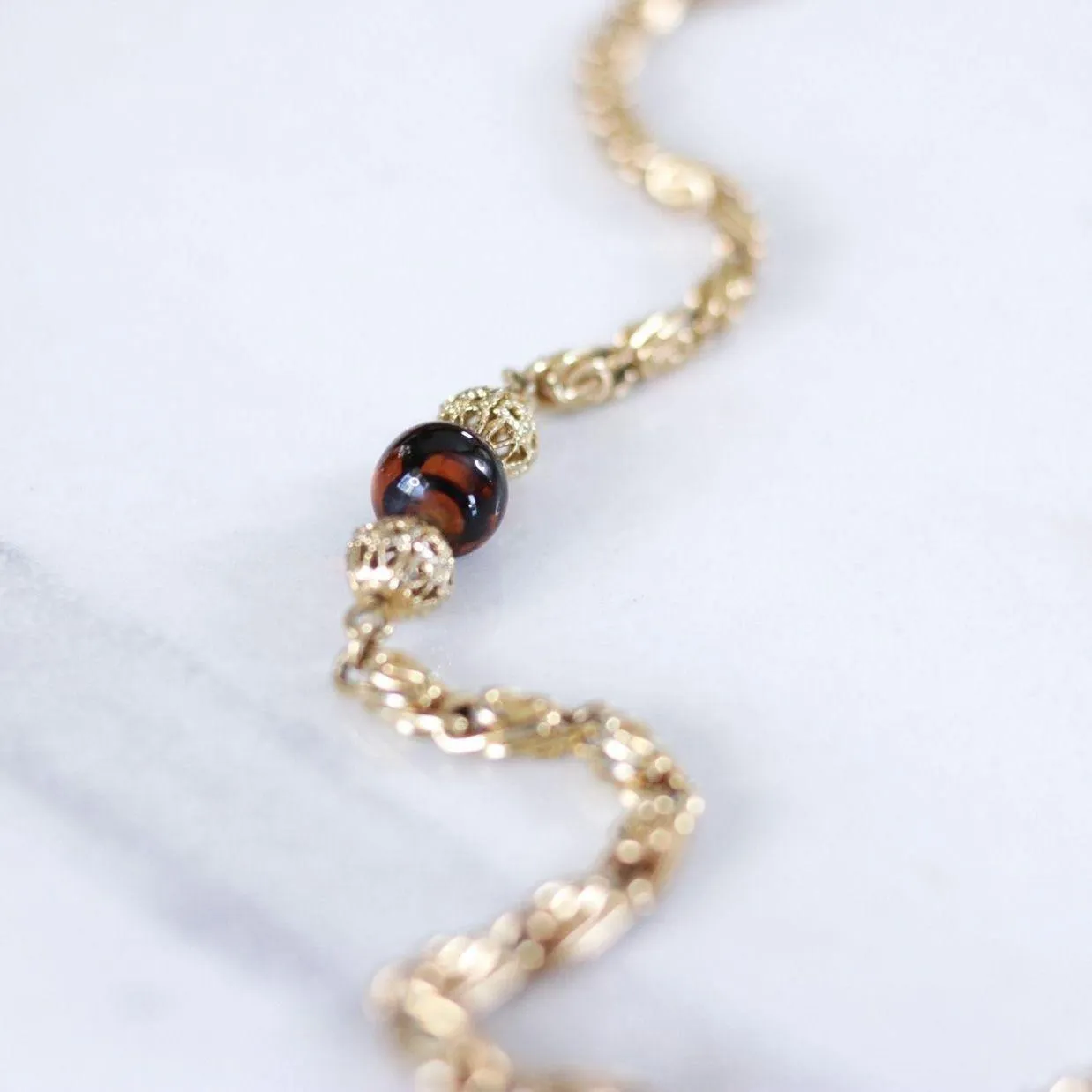 Vintage Tortoise Glass Pendant Necklace