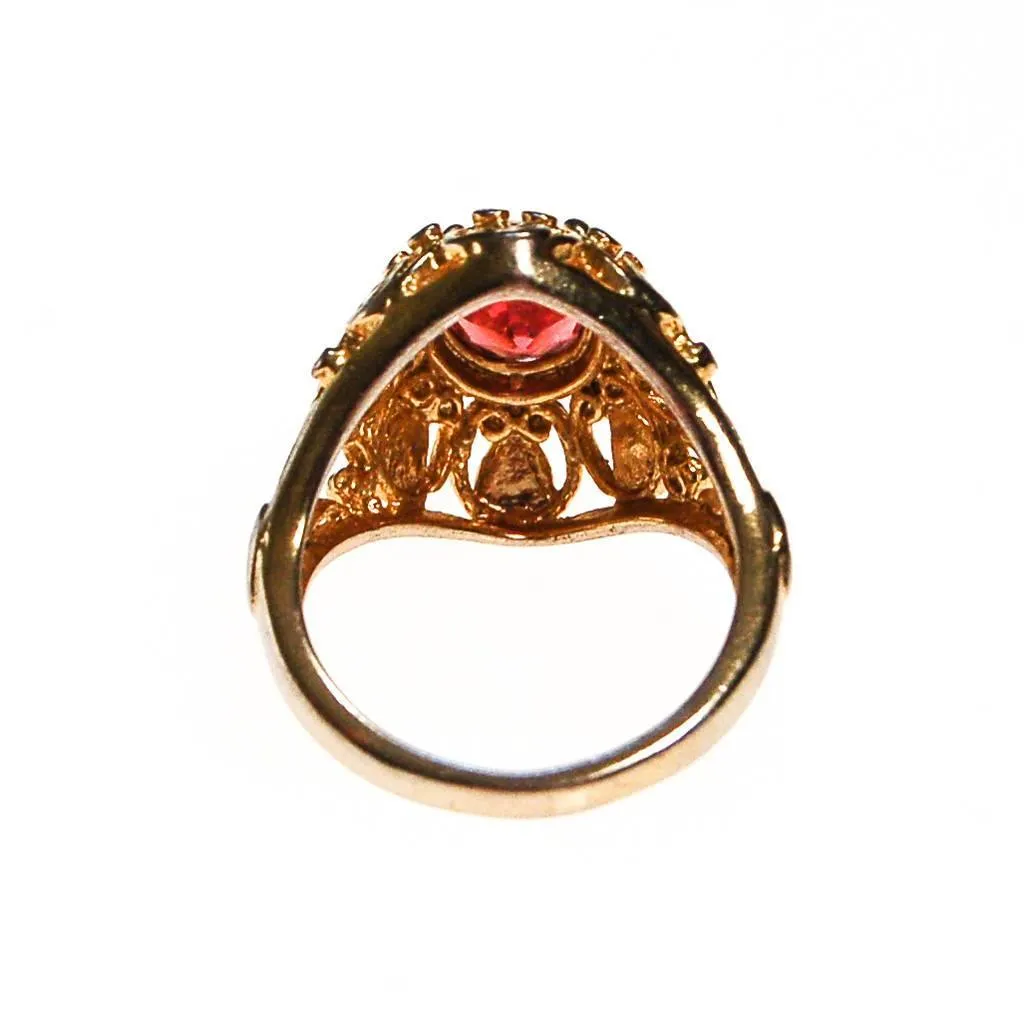 Vintage Victorian Revival Pink Crystal Ring