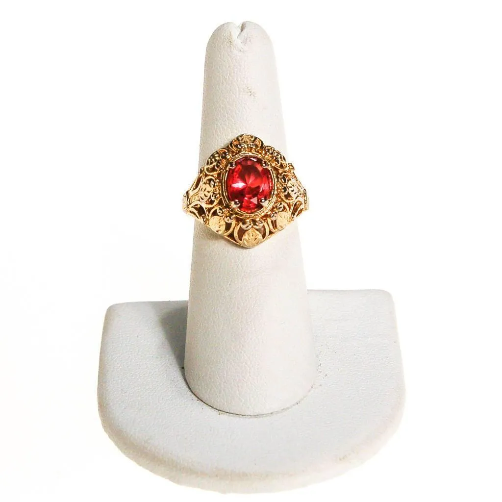Vintage Victorian Revival Pink Crystal Ring