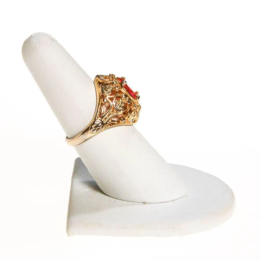 Vintage Victorian Revival Pink Crystal Ring