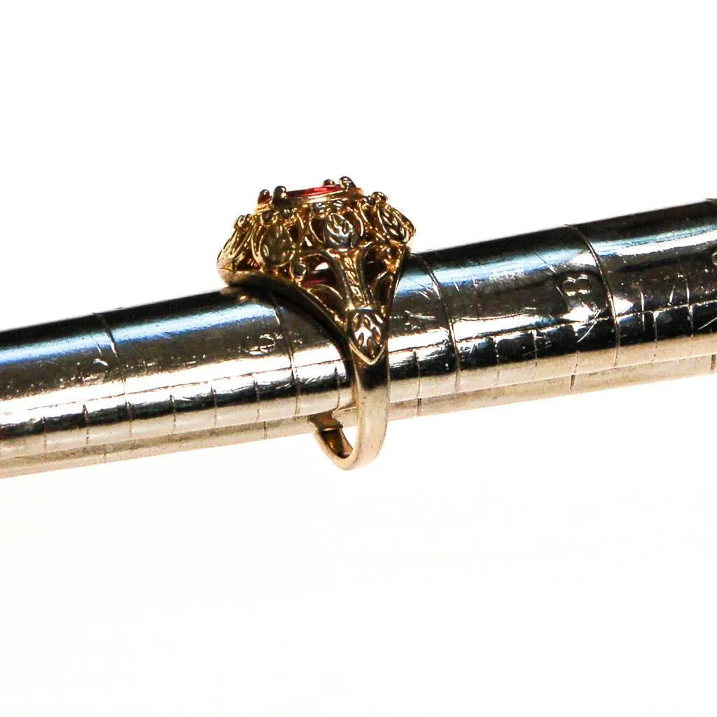 Vintage Victorian Revival Pink Crystal Ring