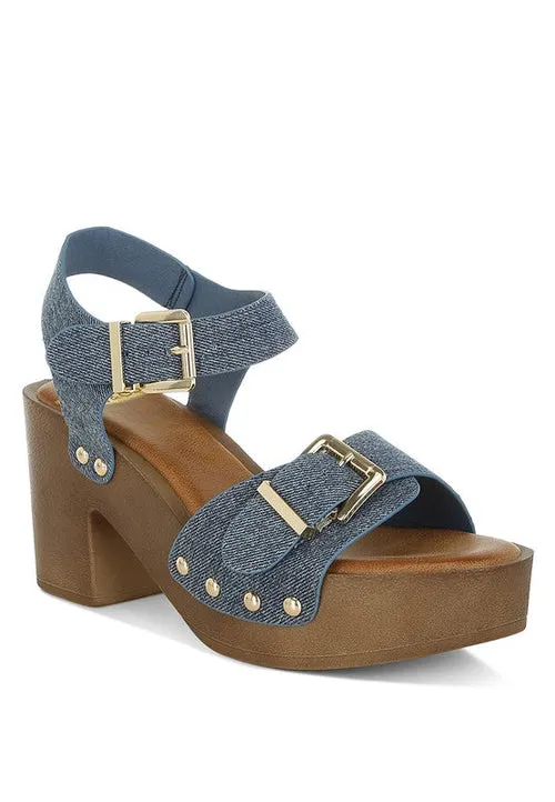 Vipasa Studded Denim Clog Sandals