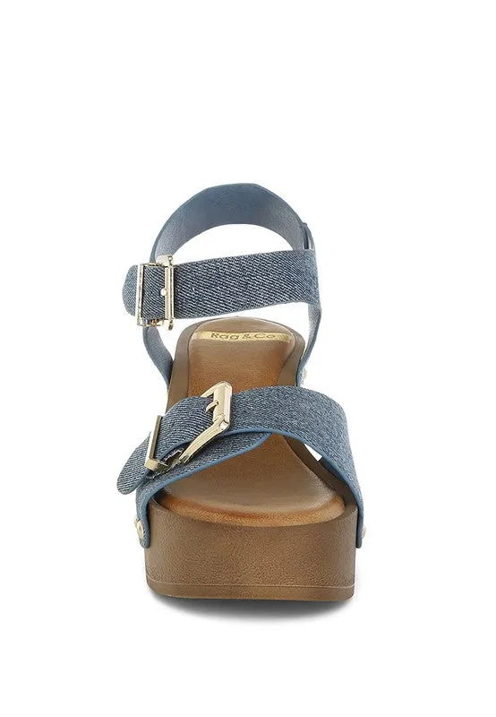 Vipasa Studded Denim Clog Sandals