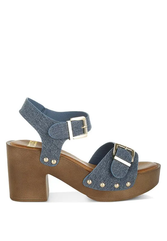 Vipasa Studded Denim Clog Sandals