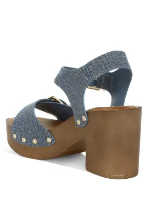 Vipasa Studded Denim Clog Sandals