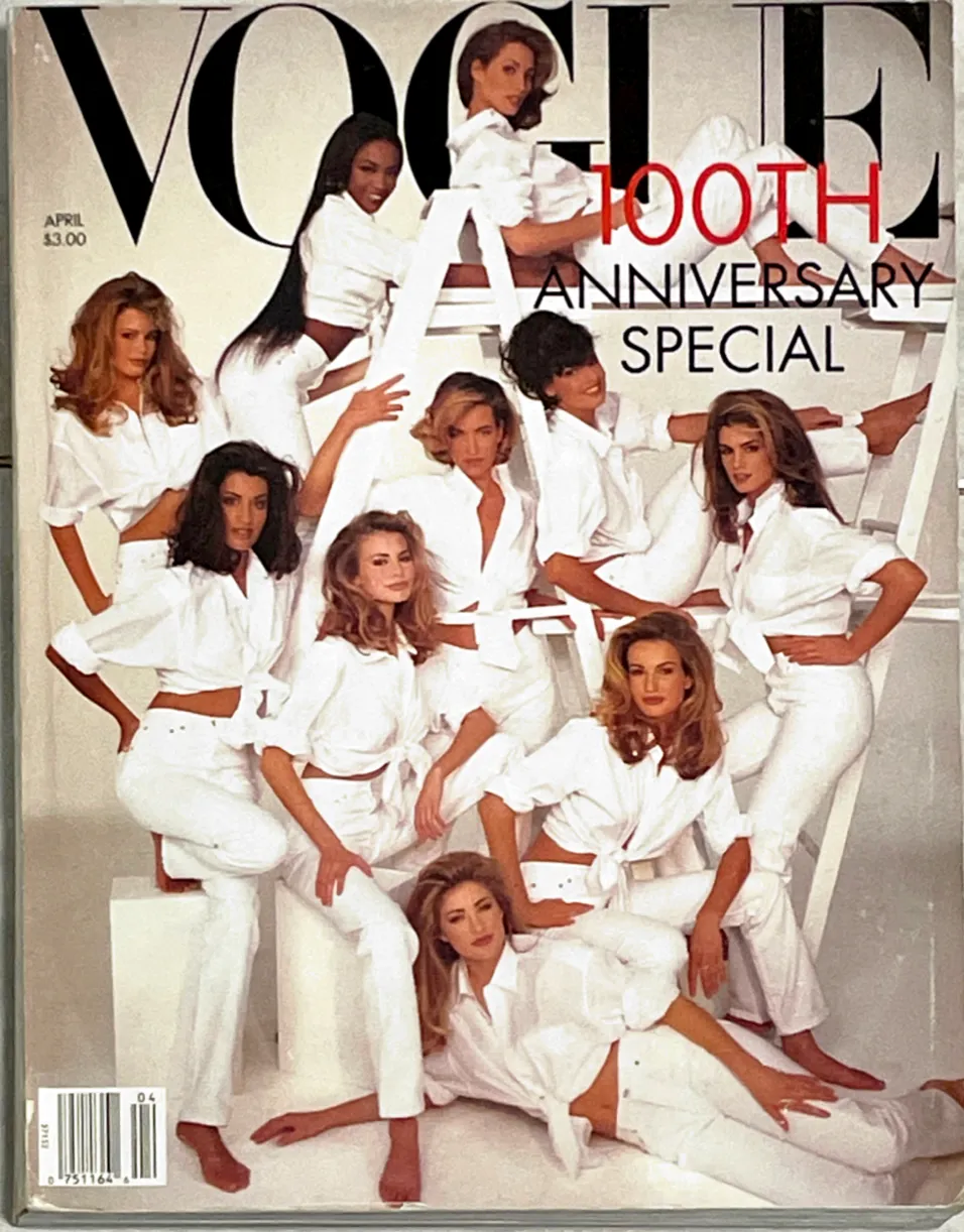 VOGUE US Magazine April 1992 HELENA CHRISTENSEN Cindy Crawford EVA HERZIGOVA Nuno Bettencourt