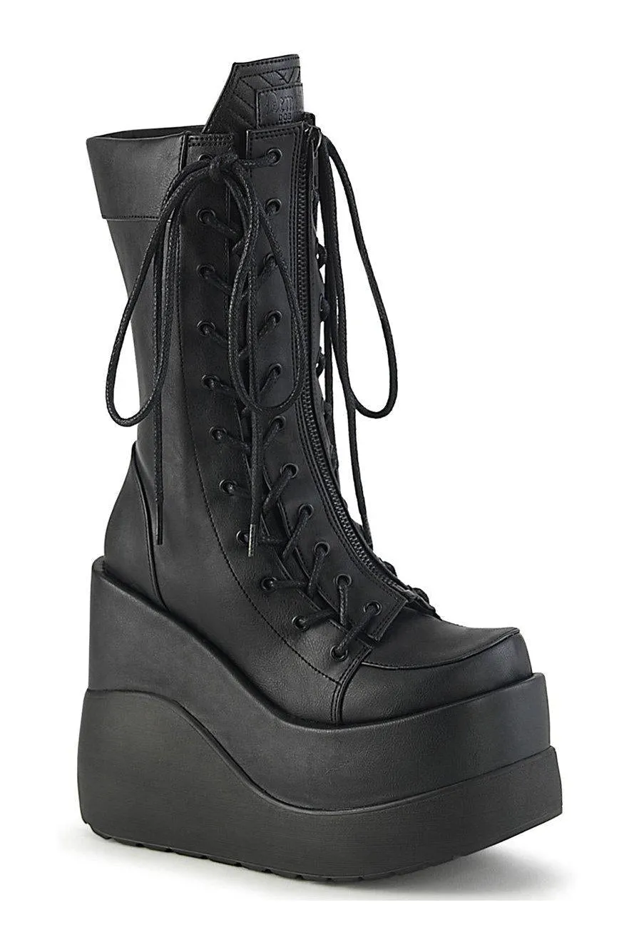 VOID-118 Knee Boot | Black Faux Leather