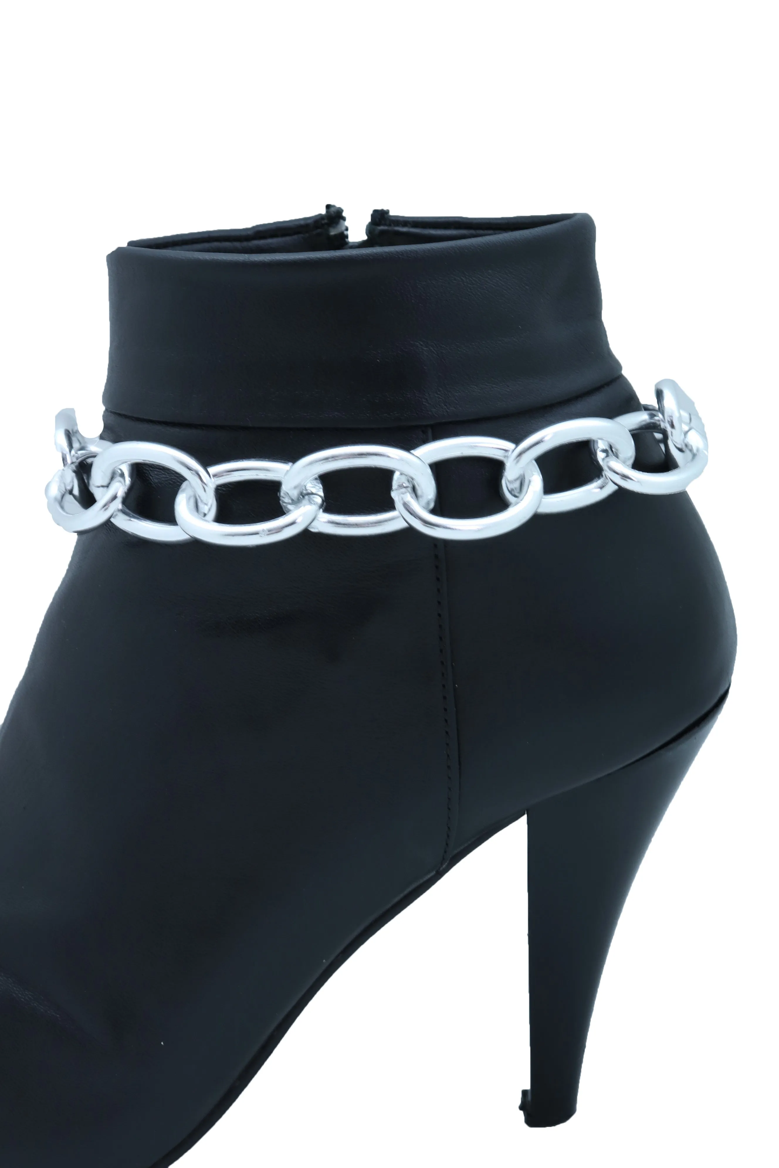 Western Fashion Silver Metal Chain Chunky Links Boot Bracelet Shoe Band