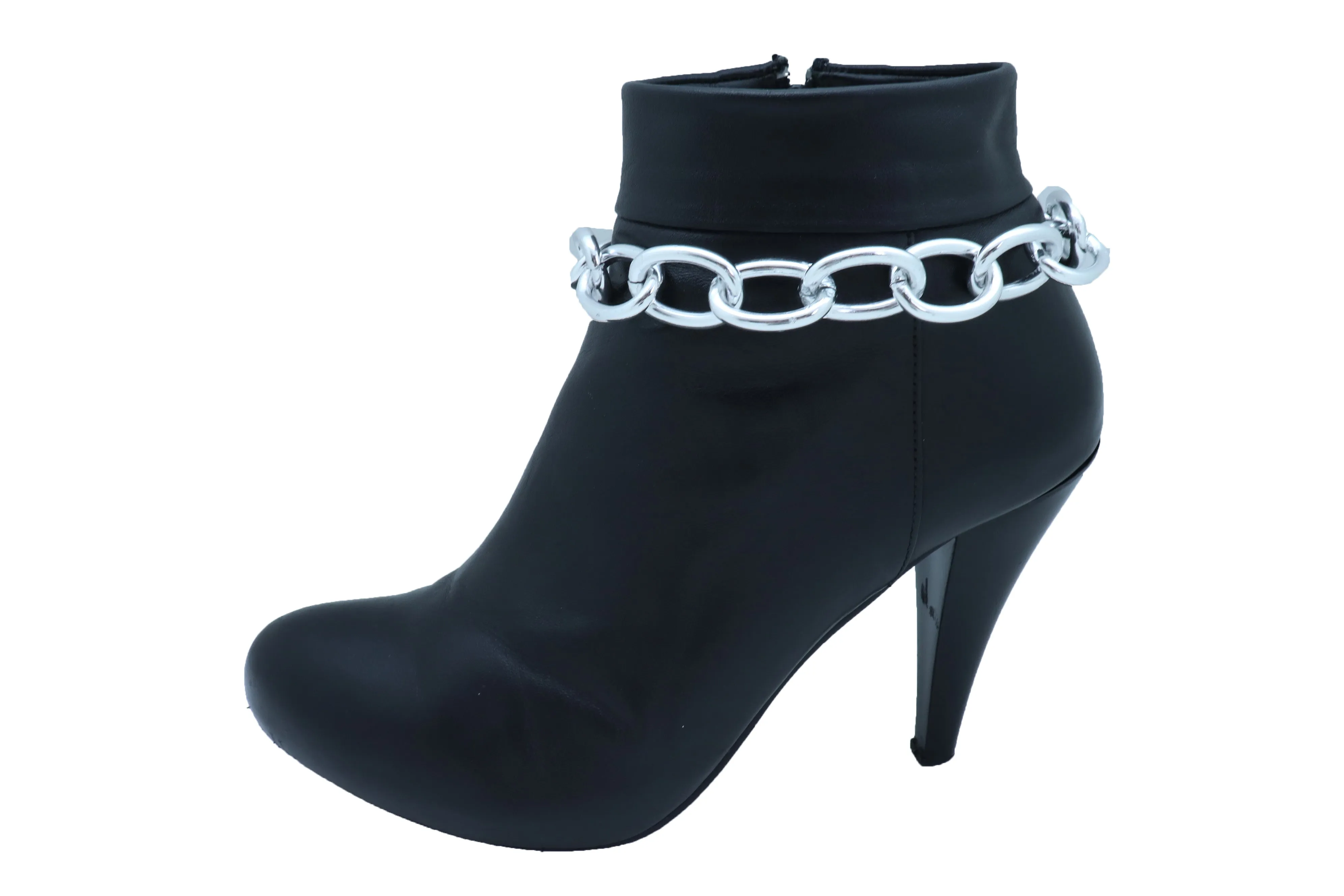 Western Fashion Silver Metal Chain Chunky Links Boot Bracelet Shoe Band