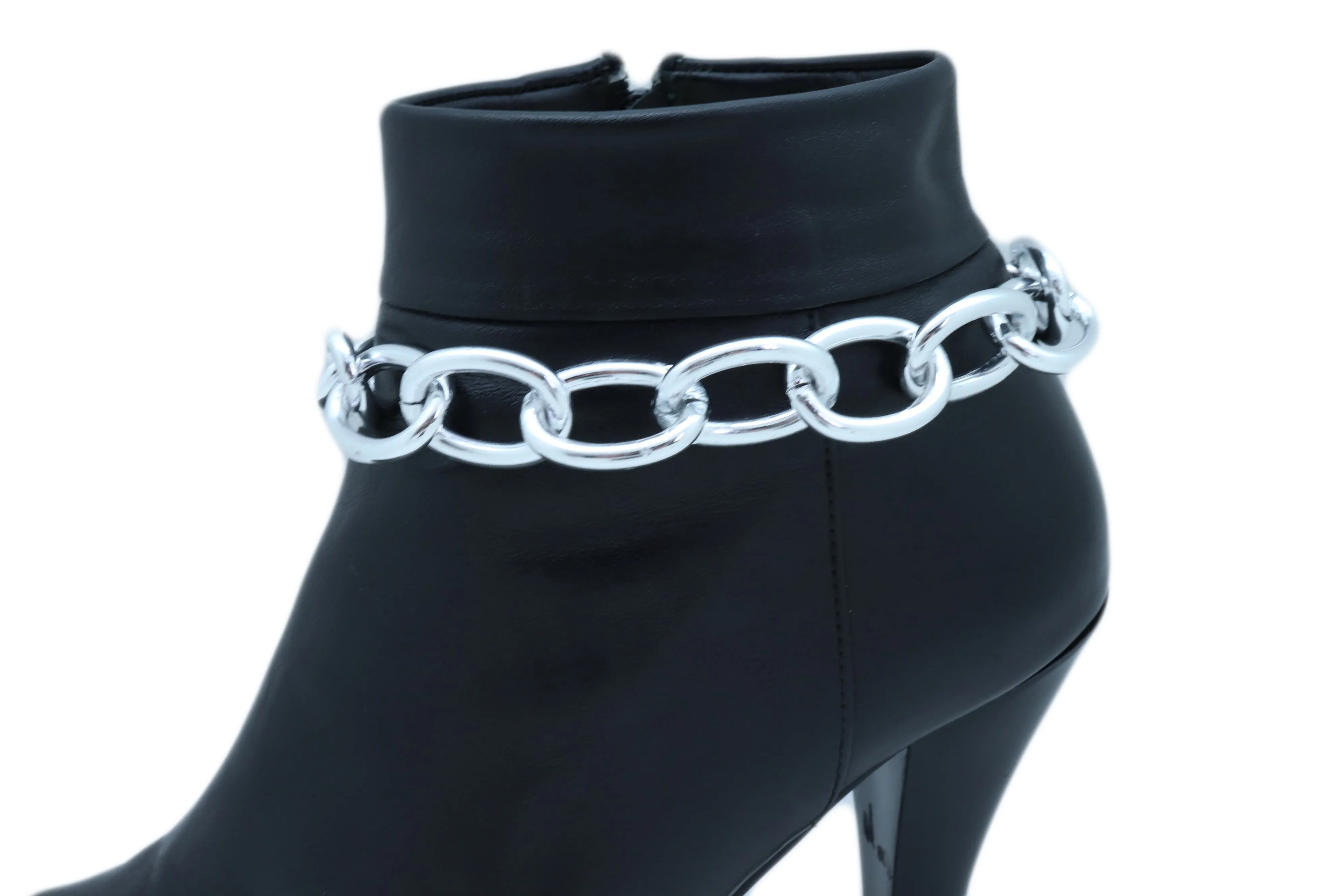 Western Fashion Silver Metal Chain Chunky Links Boot Bracelet Shoe Band