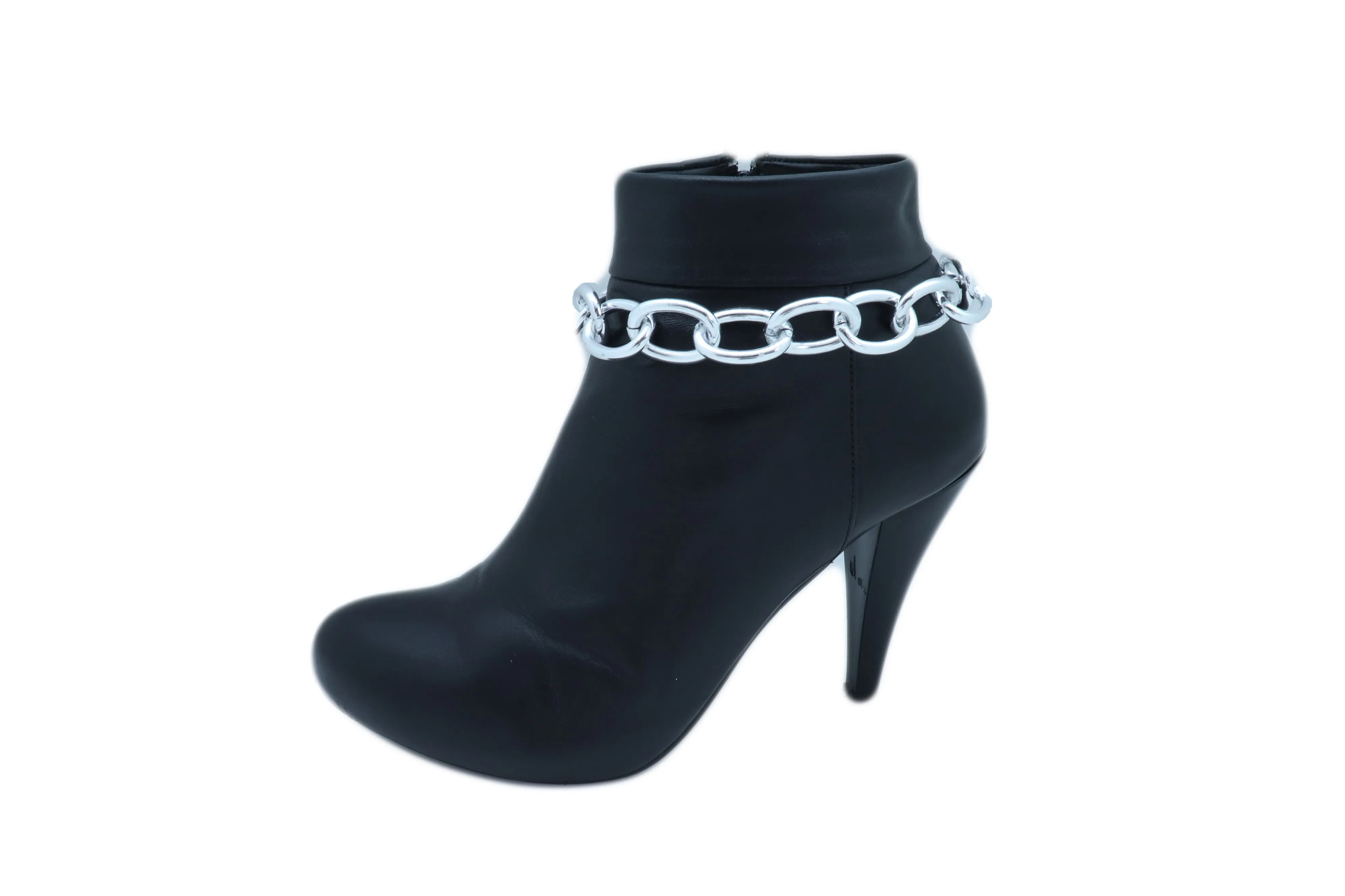 Western Fashion Silver Metal Chain Chunky Links Boot Bracelet Shoe Band