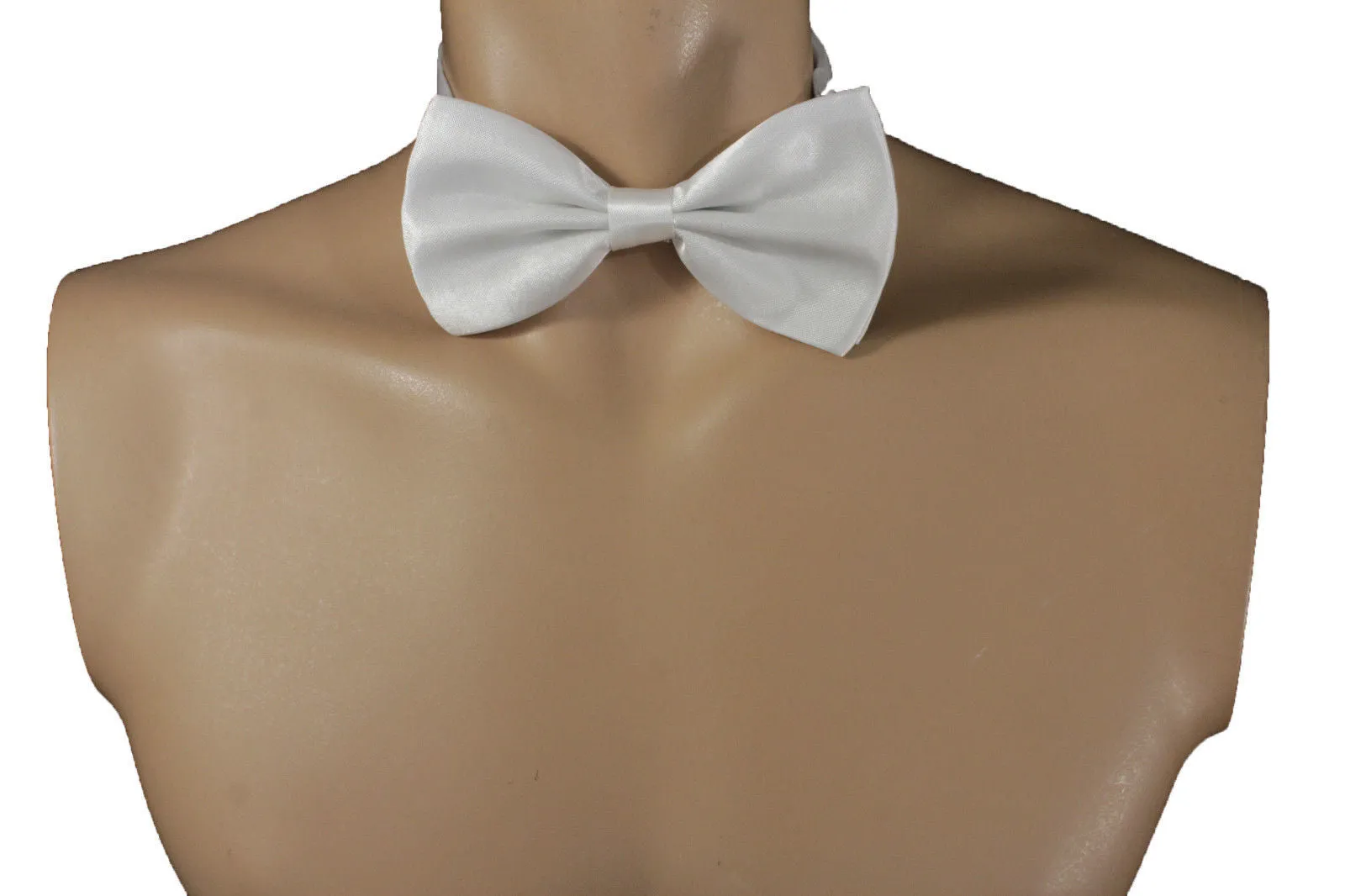 White Fabric Neck Bow Tie Tuxedo Costume Men Women Teens And Kids