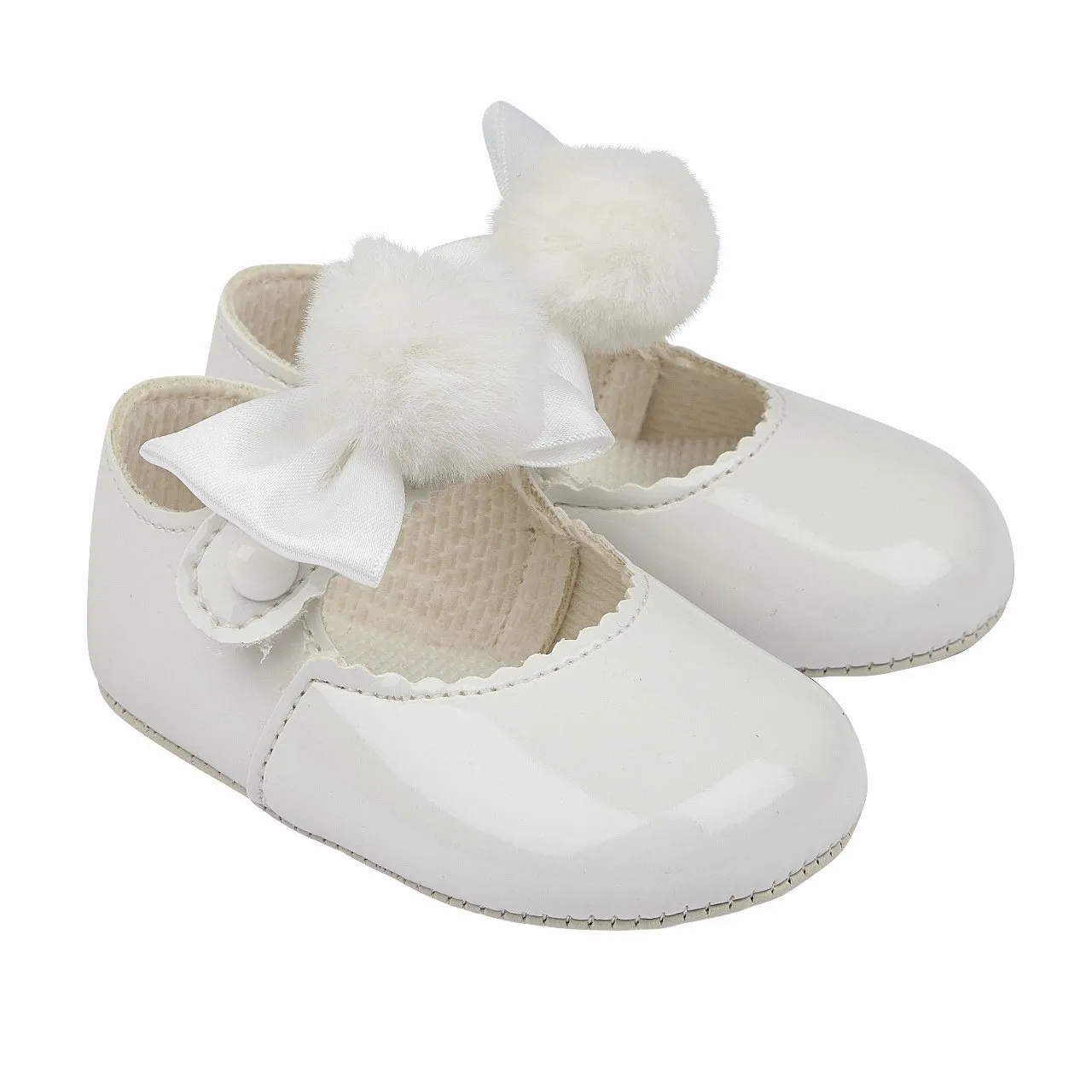 White Pom Pom Soft Sole Shoes