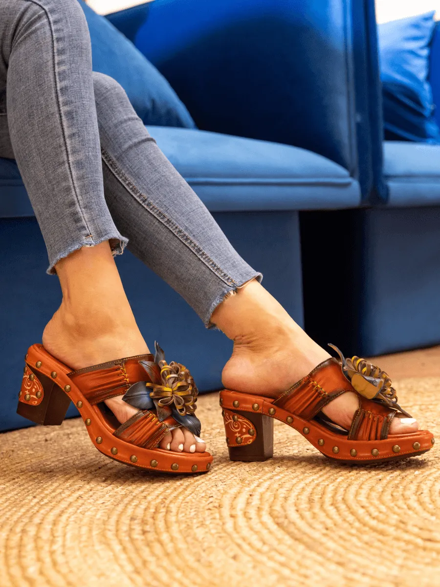 Wish Upon A Dream Studded Floral Leather Mule