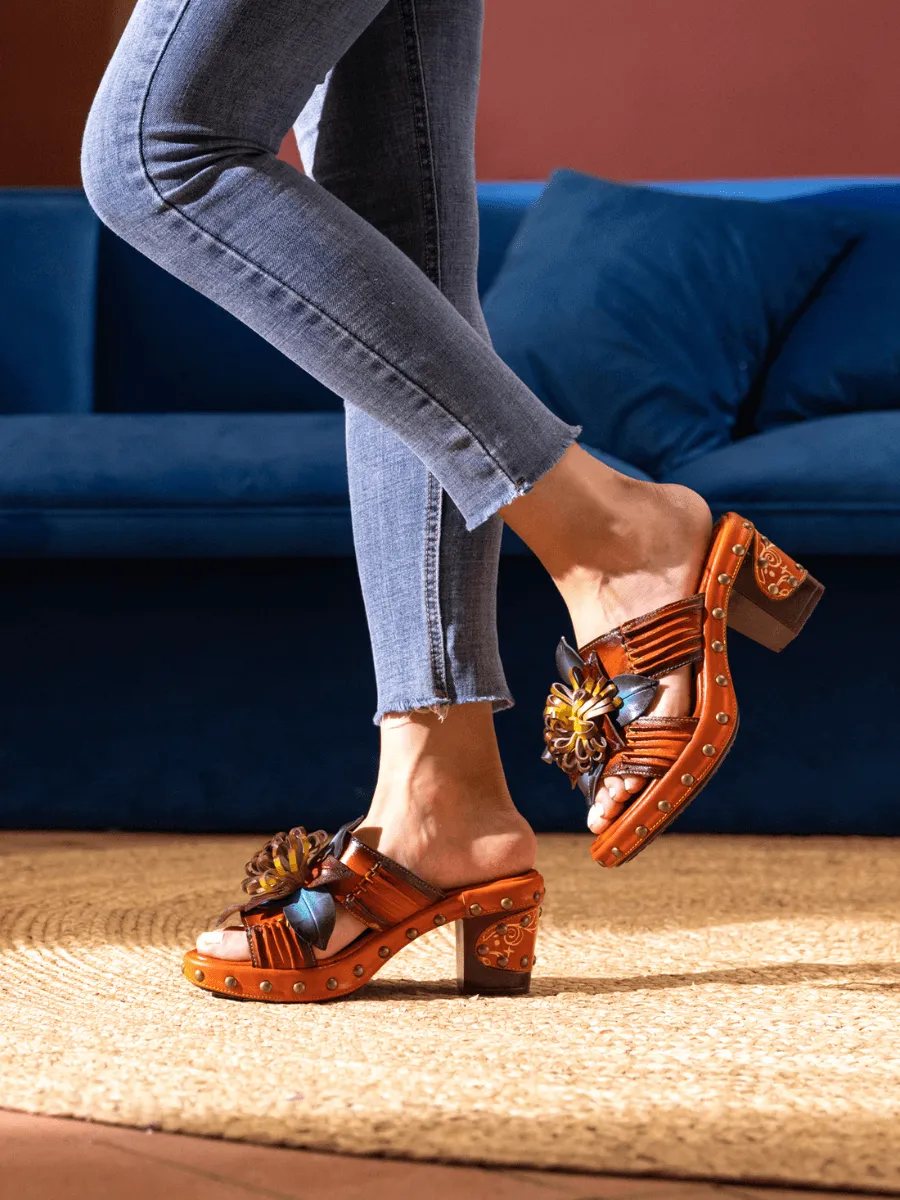 Wish Upon A Dream Studded Floral Leather Mule