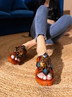 Wish Upon A Dream Studded Floral Leather Mule