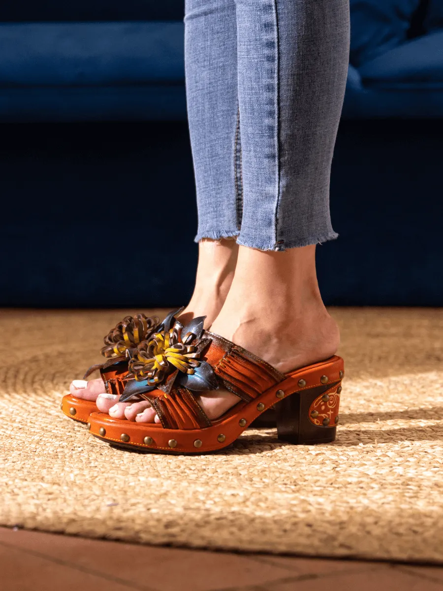 Wish Upon A Dream Studded Floral Leather Mule