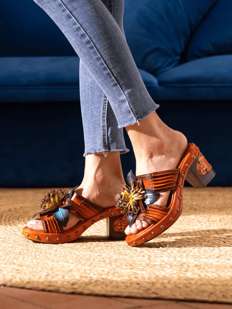 Wish Upon A Dream Studded Floral Leather Mule