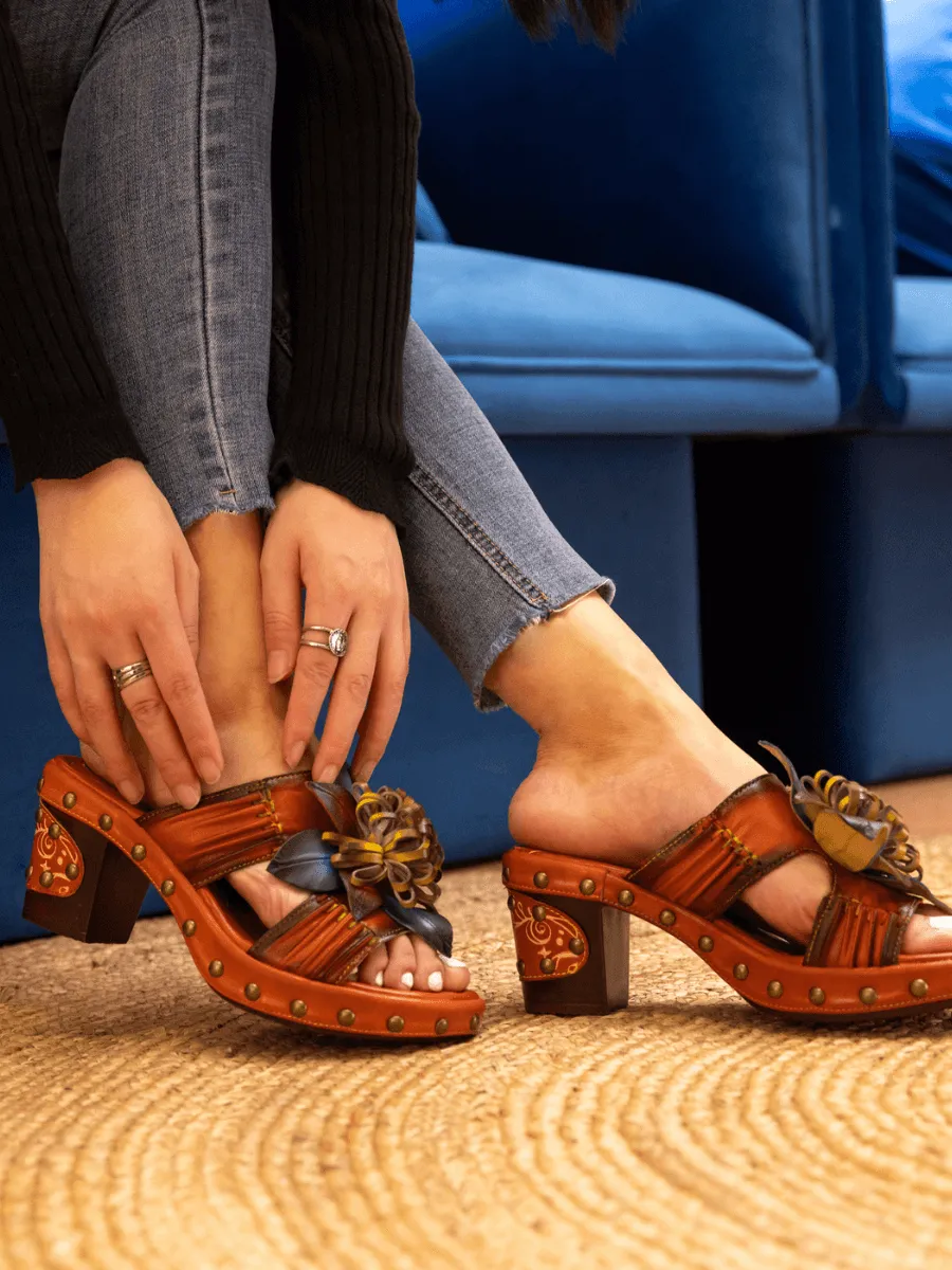 Wish Upon A Dream Studded Floral Leather Mule