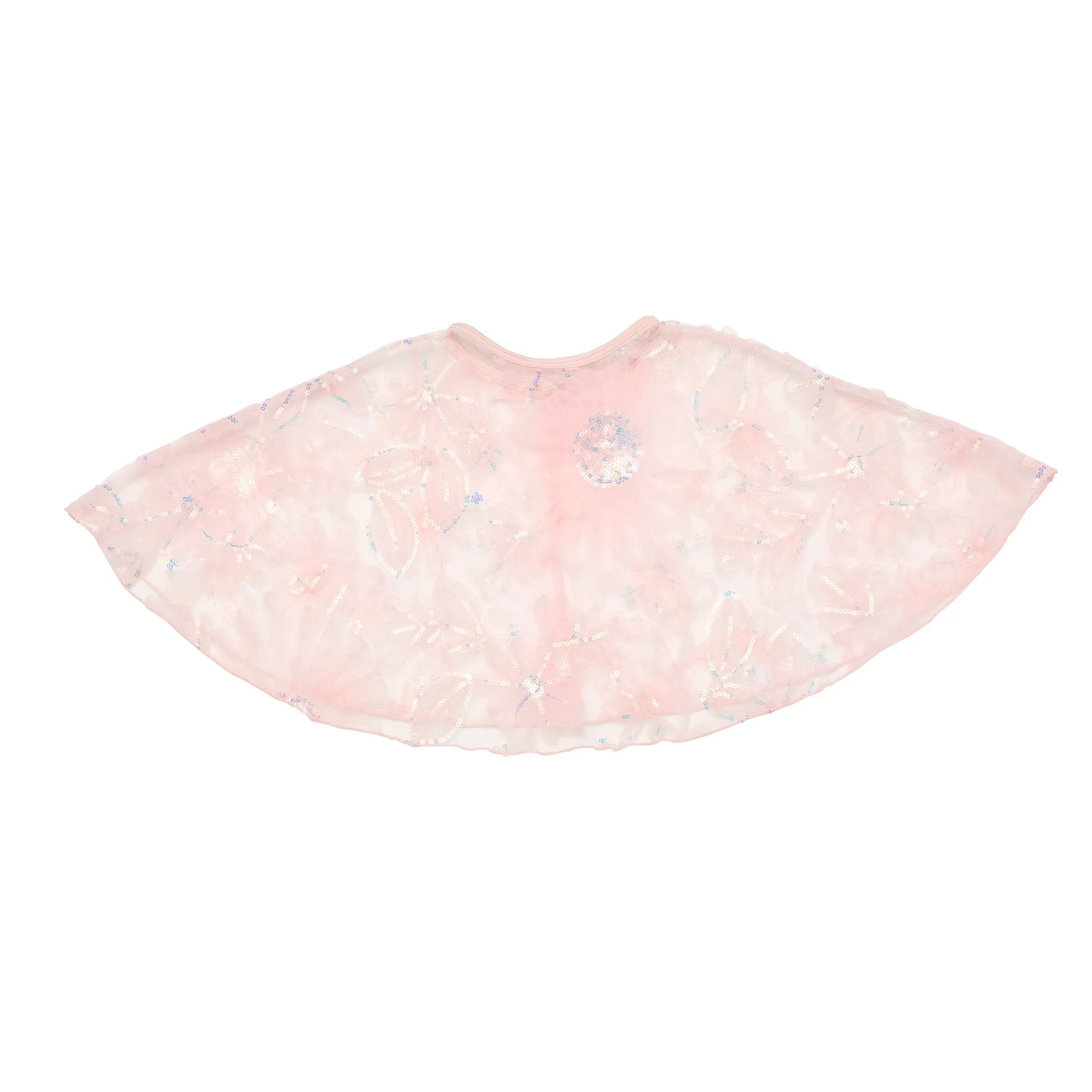 Wisteria: Flower Sequin Tulle Cape in Pink