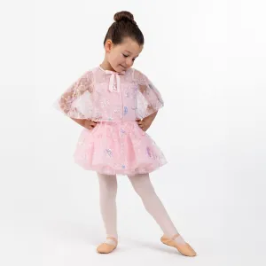 Wisteria: Flower Sequin Tulle Cape in Pink
