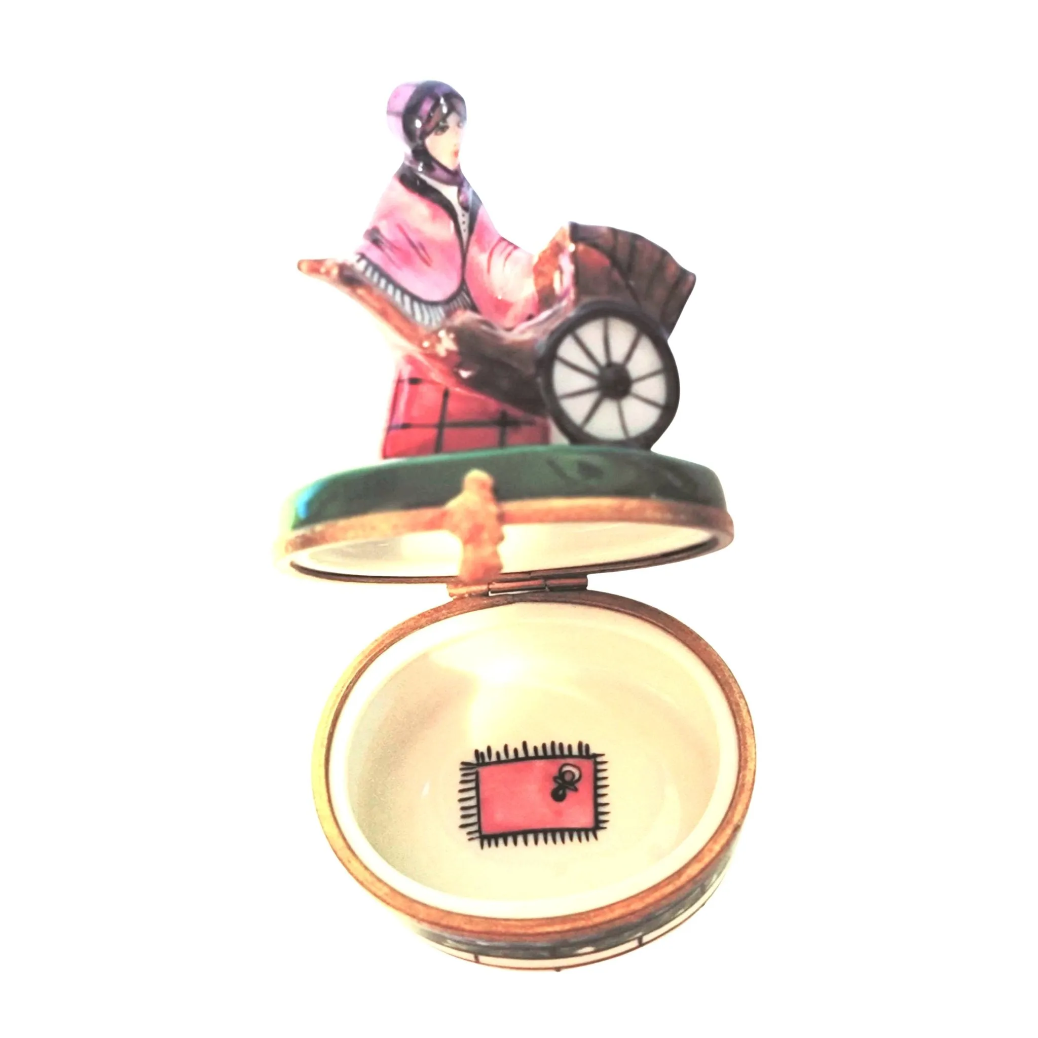 Woman w Baby Carriage Rickshaw Stroller