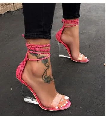 women transparent Crystal heel High-heeled Shoes Sandals
