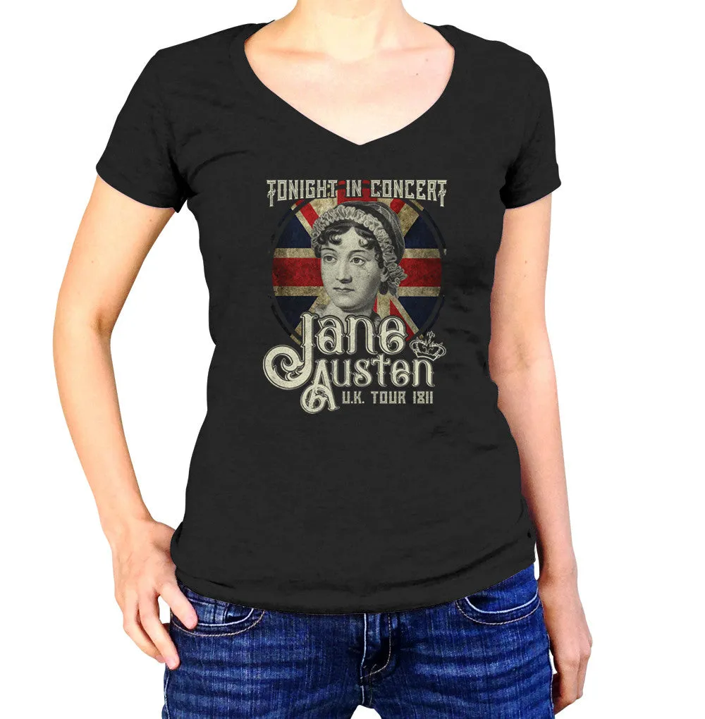 Women's Jane Austen Rock and Roll UK Tour Vneck T-Shirt