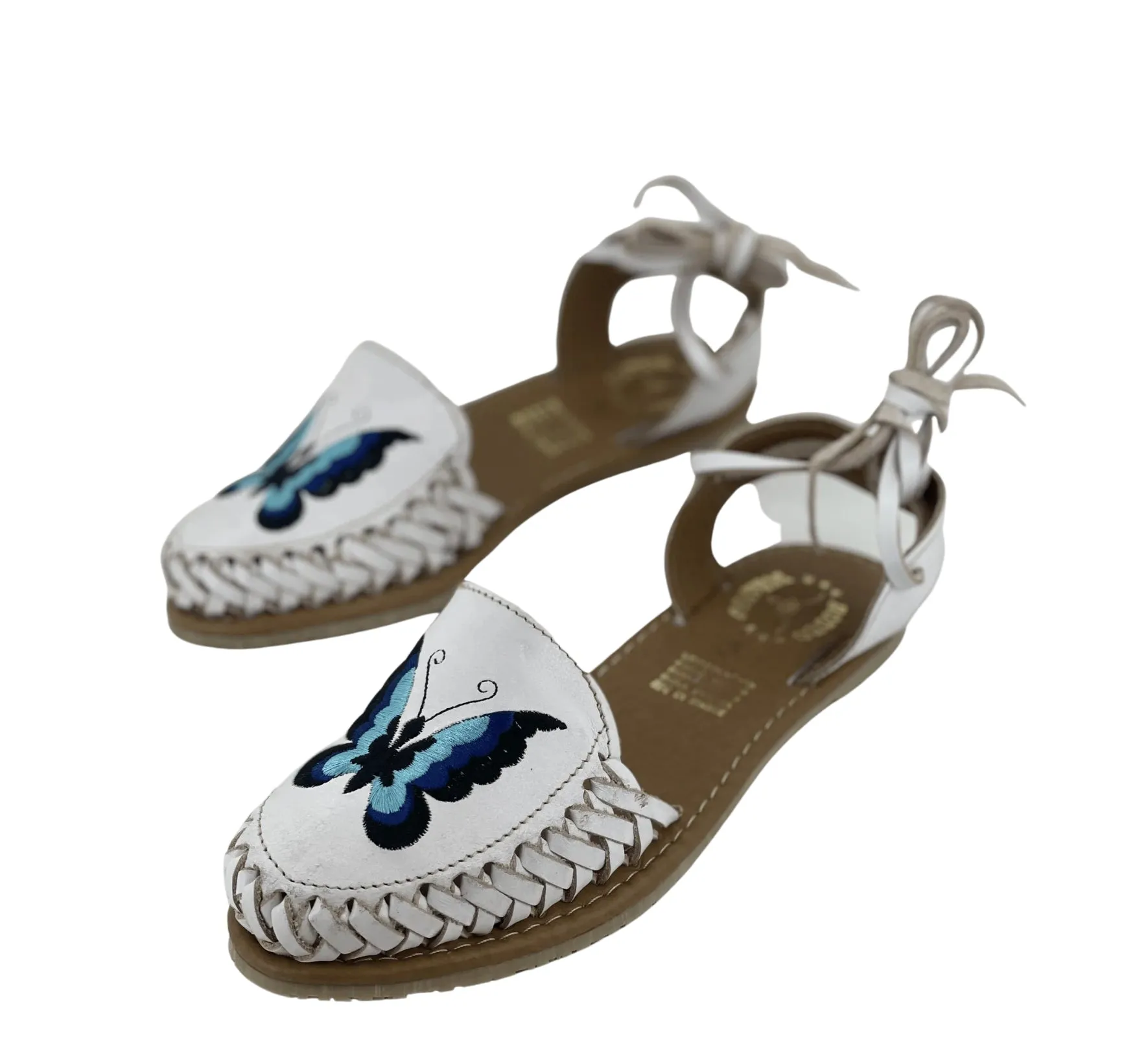 Women’s White Mariposa Lace-Up Sandles