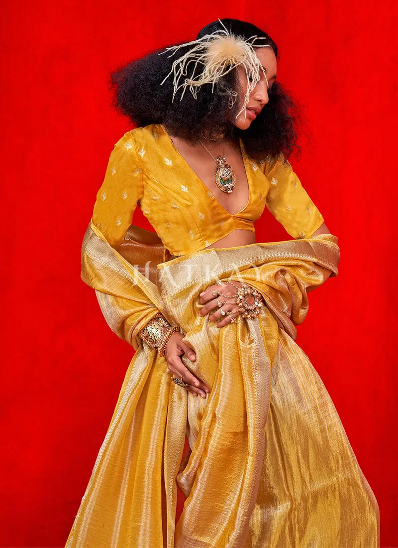 Yellow Handloom Silk Saree