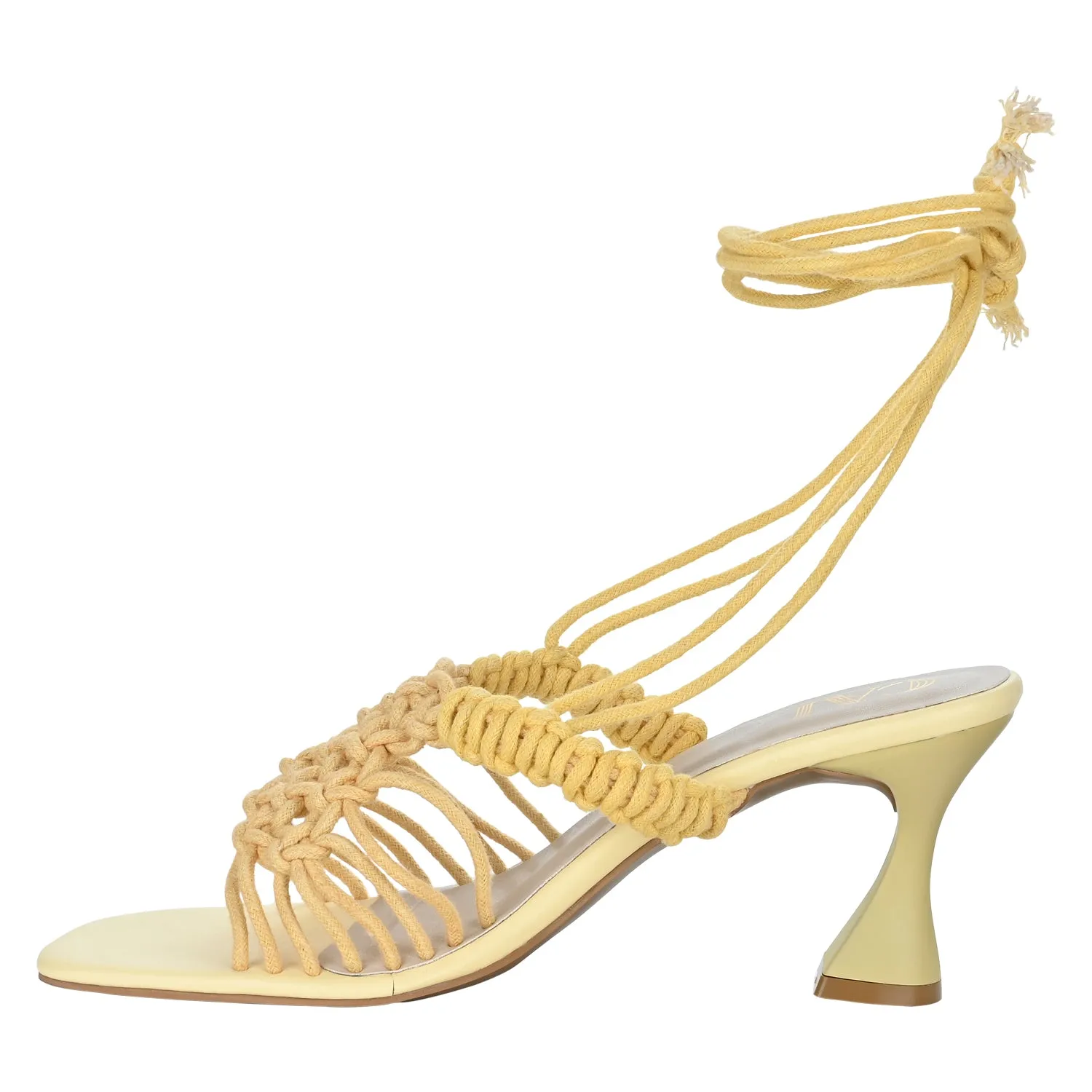 Yellow Knotted Tie-Up Heels