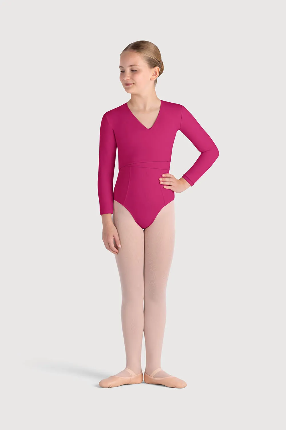 Z0858G - Bloch Overture Crossover Girls Long Sleeve Wrap Top
